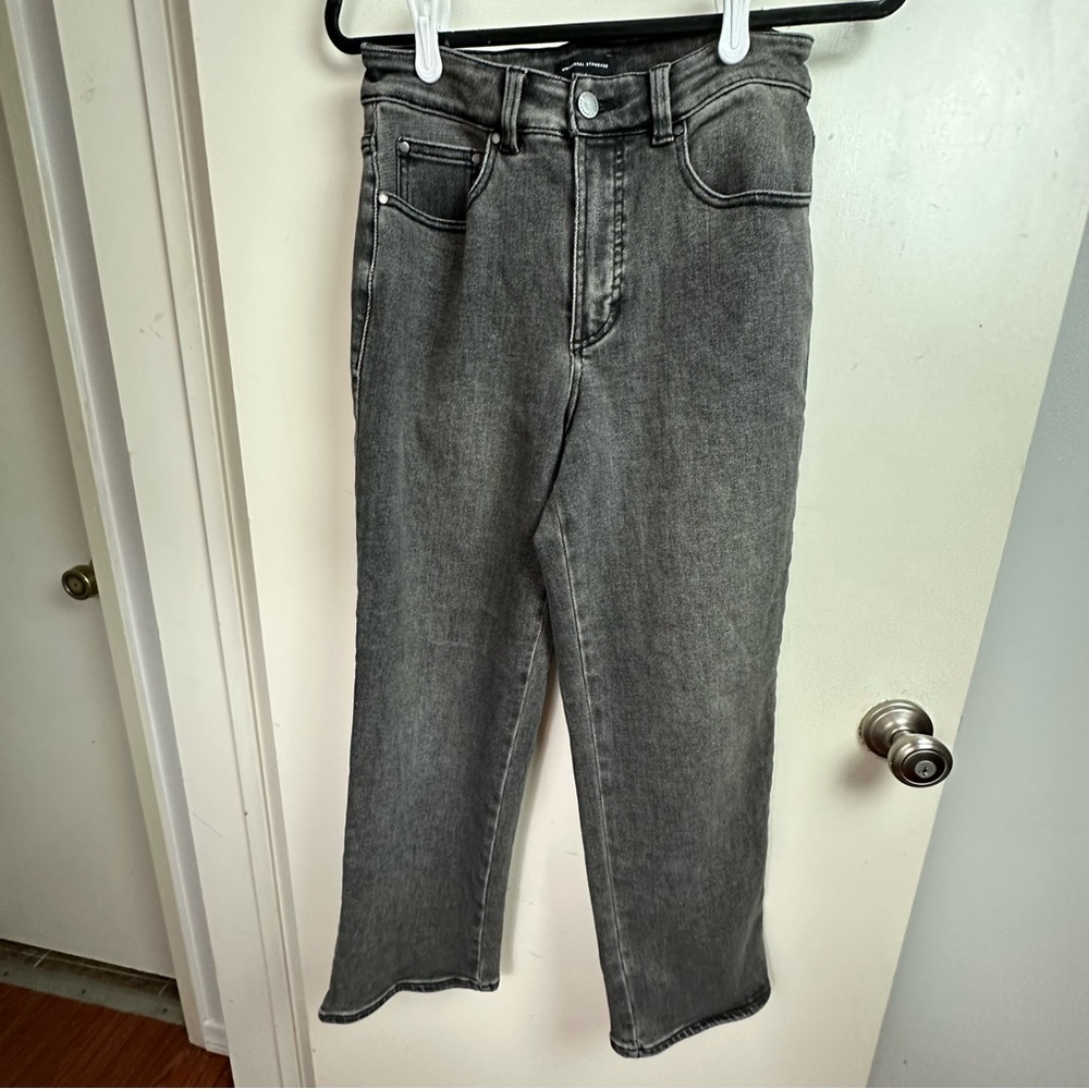 Donna Wash Black Cotton Blend High Rise Hidden Stretch Straight Leg Jeans Size 4